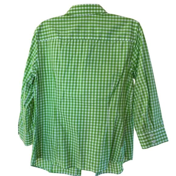 Jones New York Women's M Green Check Button-Up Shirt Long Sleeve - Picture 3 of 8